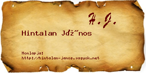 Hintalan János névjegykártya
